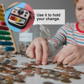 Forreen Pack of 5 Mini Coin Purse for Children, Boys, Cute Ball Pattern Fabric, Portable Coin Purses, Creative Interesting Bag with Zip for Coin, Keys, Headphones, Paper, black, d cup