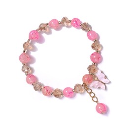 Crystal Butterfly Bracelet for Women Girls Cute Butterfly Charm Bracelet Colorful Beaded Bracelet Crystal Bracelet Spring Summer Party Holiday Gift (pink)
