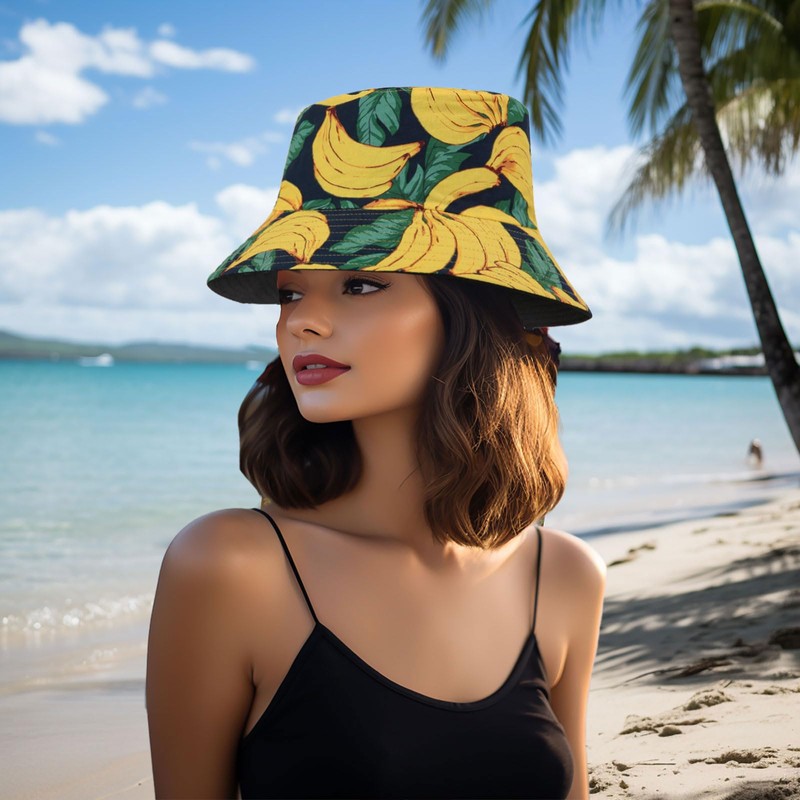 Joylife Fruit Print Bucket Hat Banana Pattern Fisherman Hats Summer
