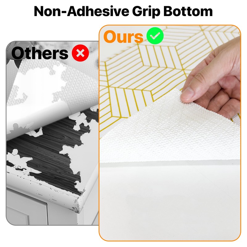 Shelf & Drawer Liner for Kitchen Cabinets Non-Adhesive Gold 12in
