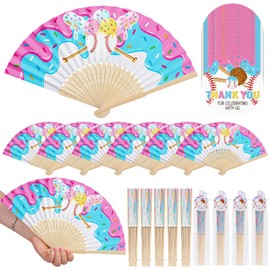 25 Sets Ice Cream Drip Baseball Party Favors Included Bamboo Folded Hand Fan with Thank You Tag Organza Bag Sport Theme Birthday Camping Home Parties Decorations Souvenirs