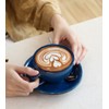 LE TAUCI 8 oz Cappuccino Cups with Saucers, Ceramic Large