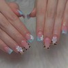 Square Press on Nails French Tip Fake Nails Medium False