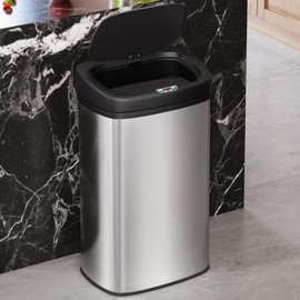 Lynkloft 22 Gallon Trash Can Stainless Steel Motion Sensor Garbage Can with Lid, 82L Commercial Tall Recycle Garbage Bin for Kitchen, Home, Office, Sliver