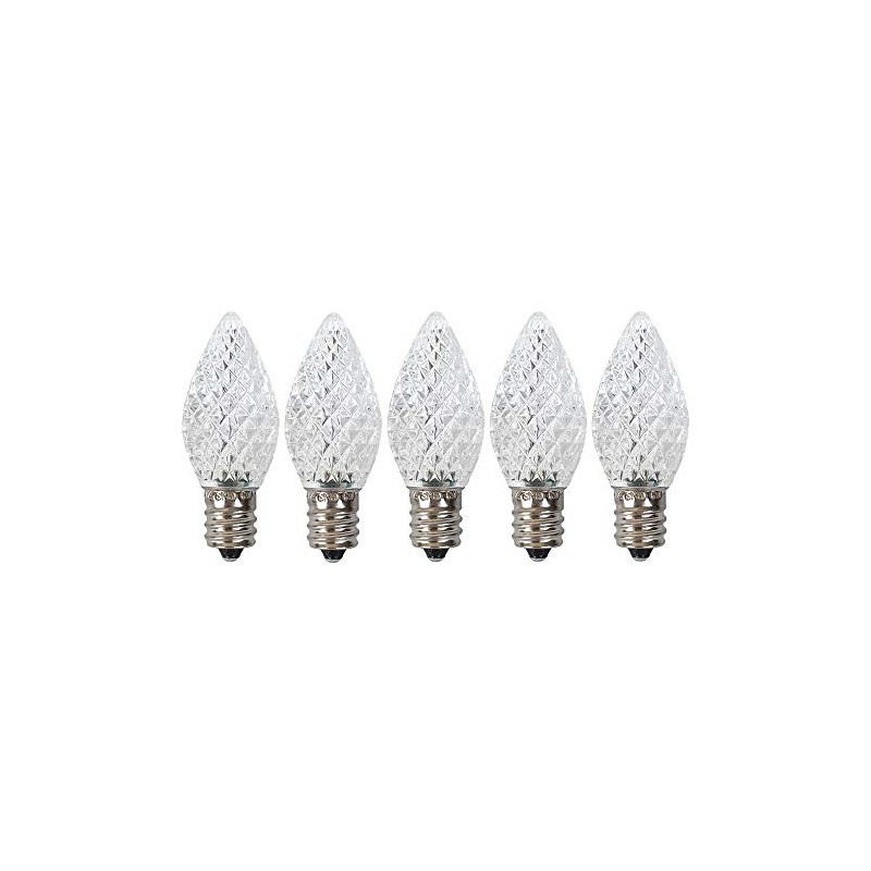 EZLS C7 Pure White Faceted LED Bulbs - 5 Pack