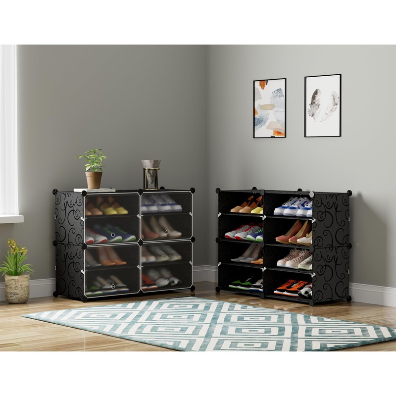 HOMIDEC Shoe Rack, 4 Tier Shoe Storage Cabinet 16 Pair