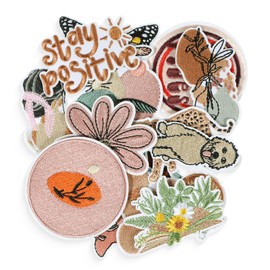 14 Pieces Vintage Embroidered Iron on Patches, Cute Boho Decorative Heat Press Patches, DIY Aesthetic Sew On Applique Patches for Clothing Backpack Jeans Hats Shirt