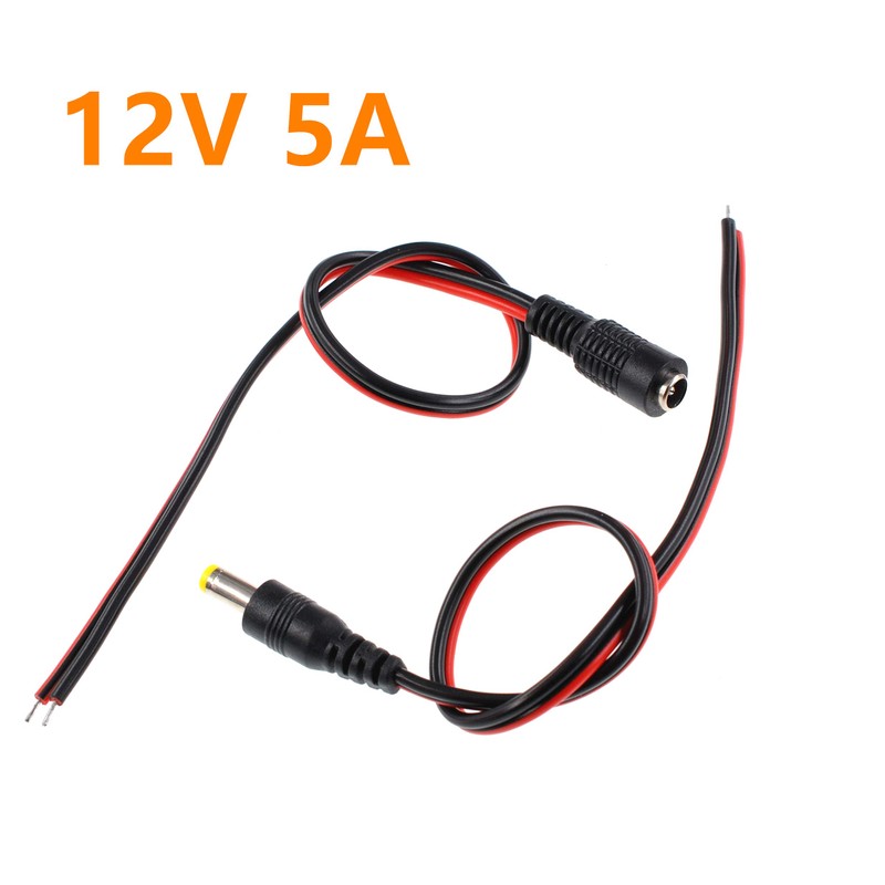 Oiyagai 20pcs DC Power Pigtail Cable 12V 5A Male for