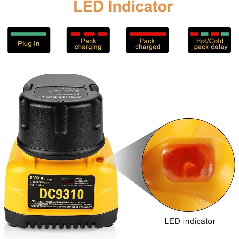 LALAFO DC9310 Replace Dewalt 18v BatteryCharger Compatible with DW9116,DW9226, DW9118,