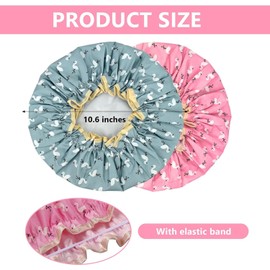 2 Pcs Shower Caps for Women uk, Elastic Band Double Layers Waterproof Shower Caps,Shower hat, Two Layer Design, hair cap Suitable for Adults and Children,Multifunctional & Portable
