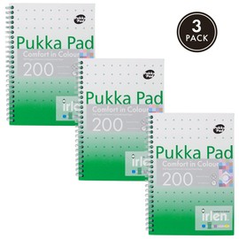 Pukka Pad, Irlen Jotta Pad A5 Notebook 3-Pack – Wire Bound Notepad 200 Pages of 80GSM Coloured FSC Certified Lined Paper – Designed for Visual Perception Difficulties – 21 x 14.8cm, Green