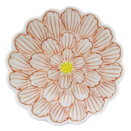 有田焼 渓山窯 菊型 3寸小皿 錦牡丹