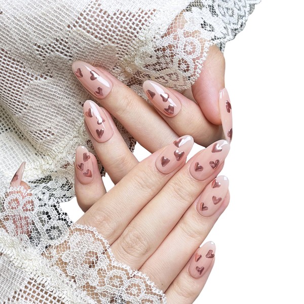 Short/Medium Oval Nails Handmade French Tip Press on Nails with