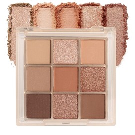 CAKAILA 9 Colors Colorful Eyeshadow Palette Makeup,Rose Gold Brown Nude Matte Shimmer Neutral Eye Shadow Powder Palette,Highly Pigmented Naturing-Looking Long Lasting Waterproof