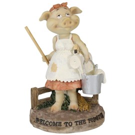 Ebros Gift 'Welcome to The Pigsty' Whimsical Cinderella Pig Carrying A Pail and Mop Figurine 6.25" High Farmhouse Rustic Country Piggy Pigs Collectible Sculpture