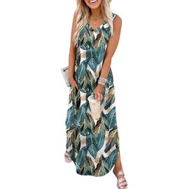 SAMPEEL Summer Dresses for Women 2025 Maxi Sun Dresses for Seniors Beach Vacation Clothes for Women Fashion Clothing L