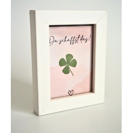 Milaboo® Lucky Charm Picture Frame 5 x 7 cm with Real Clover Leaf - Talisman and Courage - Gift for Exam (Du schaffst das)