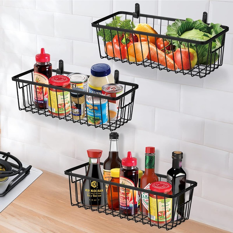 SheeChung Farmhouse Metal Wire Bin Basket with Wall Mount -