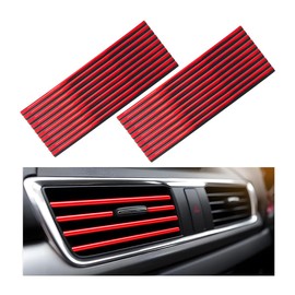 Yourkar 20 PCS Car Air Conditioner Decoration Strip, Flexible Air Vent Outlet Trim Decoration, Waterproof Decorative Trim for Air Vent Outlet for Most Vehicles, Car Accessories (Shiny Red)