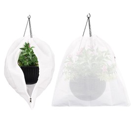 Abimars Thicker Plant Covers Freeze Protection Jacket 2.36 oz/yd², 2'x2' Reusable Winter Plant Covers with Drawstring & Zipper, 2 Pack Light, Porous Fabric for Plant Breathing