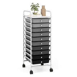 RELAX4LIFE Craft Organizers and Storage Cart - Rolling Cart with 10 Drawers, Lockable Casters for Tools, Trolley Cart with Wheels, Utility Cart for School, Home Office, Craft Cart (Gradient Black)