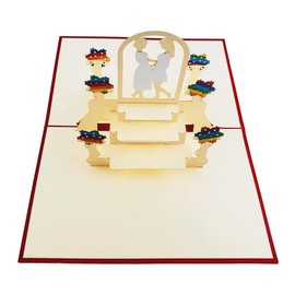 iGifts And Cards Fancy Lesbian Couple Celebration 3D Pop Up Greeting Card - Wedding, Marriage, Engagement, Anniversary, Half-Fold, Pride, Lovers, Women, Brides, Wives, True Love, Rainbow, Unique Happy