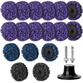 Tendak Pack of 17 2 Inch CSD Disc Sanding Disc, Coarse Sanding Disc/Purple/Blue/Black Cleaning Disc Set, for Surface Processing, Metal, Stainless Steel (50 mm)