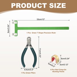 sourcing map Archery Bow Square T-Shape Ruler Tool Nocking Points Pliers Set 33x9mm Turning Bow String Knock Kits for Recurve Compound Bowstrings Archery Accessories (Green)