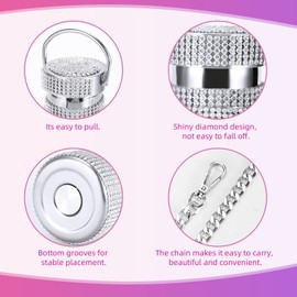 Bling Diamond Thermal Bottle,Glitter Water Bottles, Stainless Steel Thermal Bottle Refillable Water Bottle with Chain for Women (silver 750ml)