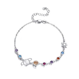YFN Solar System Bracelet Sterling Silver Universe Planet Charm Bracelet Space Jewelry for Women Solar System Gifts
