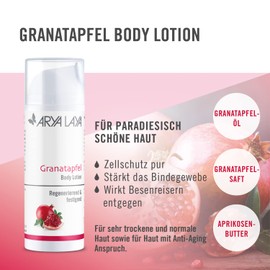ARYA LAYA Body Lotion Pomegranate | Pure Cell Protection: Strengthens Connective Tissue, Counteracts Spider Veins | Fruity Fresh Fragrance | 150 ml