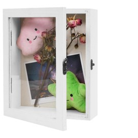 Muzilife 8x10 Shadow Box Picture Frame - 2.16" Interior Wood & Glass Rectangle Display Case Ready to Hang Memory Box Baby Sports Memorabilia, Pins, Awards, Tickets, and Photos, White