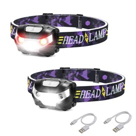 Lampara de Cabeza, Linterna Frontal LED Recargable, 5 Modos LED Lámpara Frontales con Sensor de Movimiento, IPX4 Impermeable Foco para Camping, Excursión, Pesca, Carrera, Ciclismo