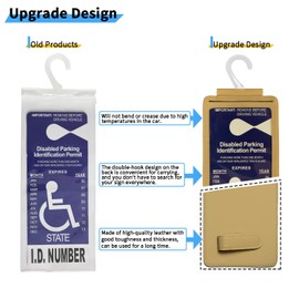 Yuoyar Portable Handicap Placard Holder for Auto - Ultra Transparent Handicapped Placard Holder Protector Hanger Sleeve - Placard Holder for Disability Parking (Off-White)