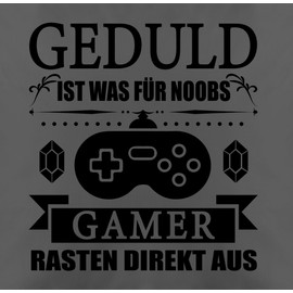 Shirtracer Cushion Cover – Statement Cushion with Sayings – Patience is What for Noobs – Gamer Snap Directly Out – 50 x 50 cm – Grey – Gamer Cushion with Saying for Gaming, Gift and Decoration