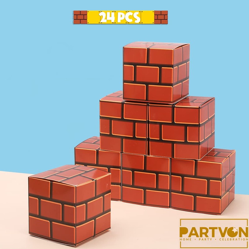 Video Game Treat Boxes, 24 PCS Brick Paper Gift Boxes