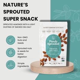 Purely Sprouted Smoked Sea Salt Sprouted Almonds: Vegan, Gluten-Free, and Non-GMO Blend for a Healthy Crunch! (4 oz, 6 pack)
