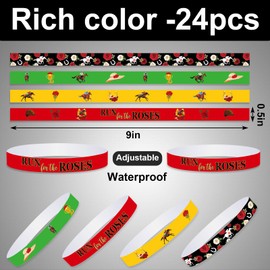 Habbiful 24 PCS Horse Party Favors, Kentucky Derby Horse Paper Bracelets for Gifts Horse Racing Jockey Helmet Slap Bracelets Run for the Roses Wristband for Horse Party Birthday Decorations