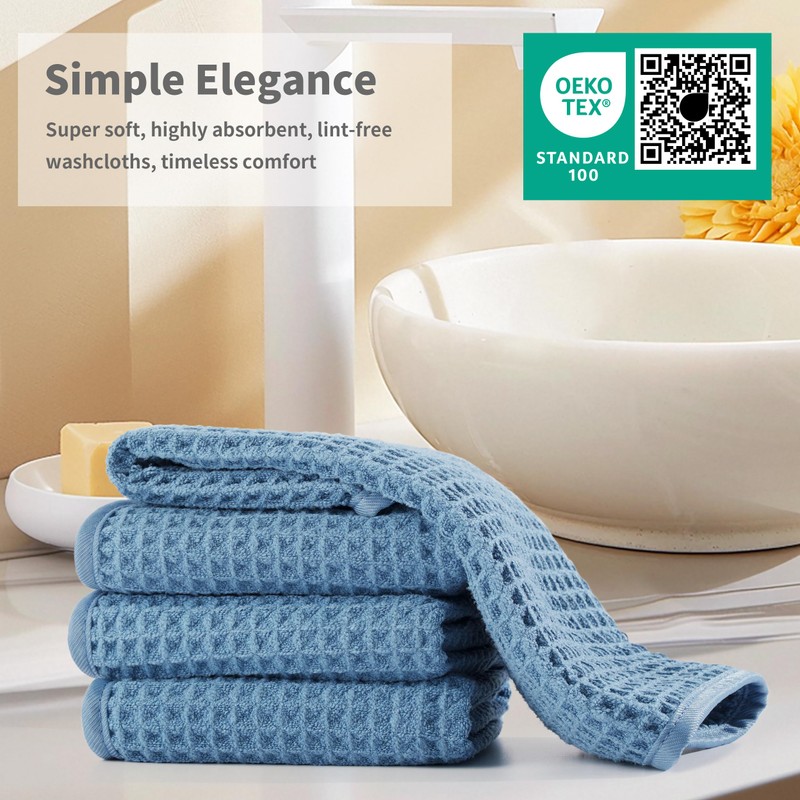 Microfiber Waffle Face Towels, 2 Pieces, Oversized, Soft, Absorbent, Fast