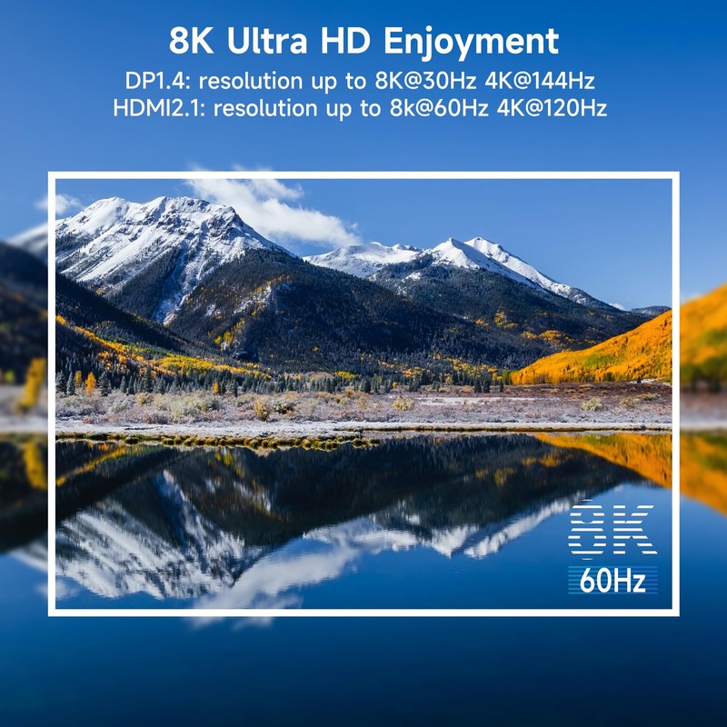 HDMI+2 Displayport KVM Switch 3 Monitors 4 Computers 8K@60Hz 4K@144Hz,4