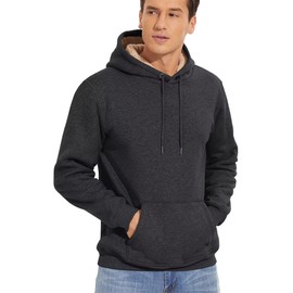 TACVASEN Men's Sweatshirts Sherpa Pullover Hoodies for Men Heavyweight Hoodies for Men Thicken Fleece Pullover Winter Warm Hoodies for Men Athletic Sweatshirts for Men Dark Gray