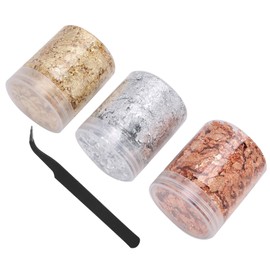 Gold Flakes For Nails, 3pcs Metallic Gold Foil Set Gold Flakes Nail Foils Imitation Gold Foil Flakes Glitter for Resin Jewelry Making, Nails, Painting Art, Crafts and Slime