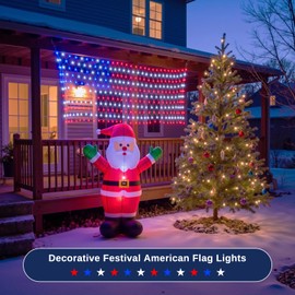 American Flag Lights Outdoor - 420 Super Bright Red White and Blue Lights, Waterproof Led Flag Net Light of The United States for Memorial Day, 4th of July, Yard, Garden, Christmas Decorations
