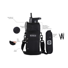 IRON °FLASK Carrier, Holder, Sleeve - Fits Insulated Stainless Steel Sports Water Bottle, Adjustable Shoulder Strap, Holder Bag Case Pouch Cover 32-40 Oz