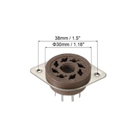 sourcing map 8 pins PCB Tube Socket Ceramics, Vacuum Tube Protect Tube Pin Socket, Brown Plated Suitable for 12AX7, 12AU7 Tube Pack of 3，GZS8-F