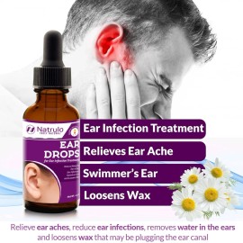 Natrulo Natural Ear Drops for Ear Infection Treatment - Homeopathic, Herbal