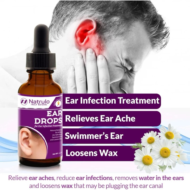 Natrulo Natural Ear Drops for Ear Infection Treatment - Homeopathic,