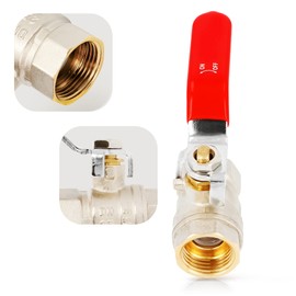 Ball Valve 3/4 Inch Female x 3/4 Inch Female Thread Brass DN20 with Lever Handle Ball Valve Shut-off Valve Tap with Steel Handle Throttle PTFE Sealing Ring Gland