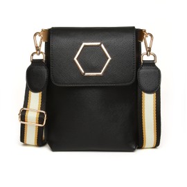 Alice Wheeler Vegan Leather Brompton Bee Honeycomb Crossbody Bag (Black)