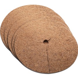 ISDVBUY 5 Pack Coconut Fiber Mulch Ring, Natural Coco Coir Tree Protector Mat Tree Protection, 14 Inch Tree Rings Disc for Indoor Outdoor Plants/Landscaping